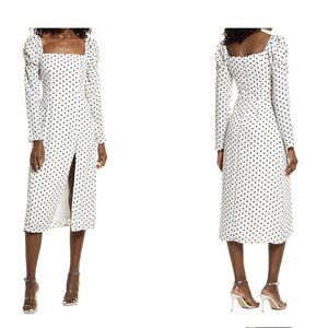 NWT Lulus Charmed and Classy Long Sleeve Polka Dot Dress